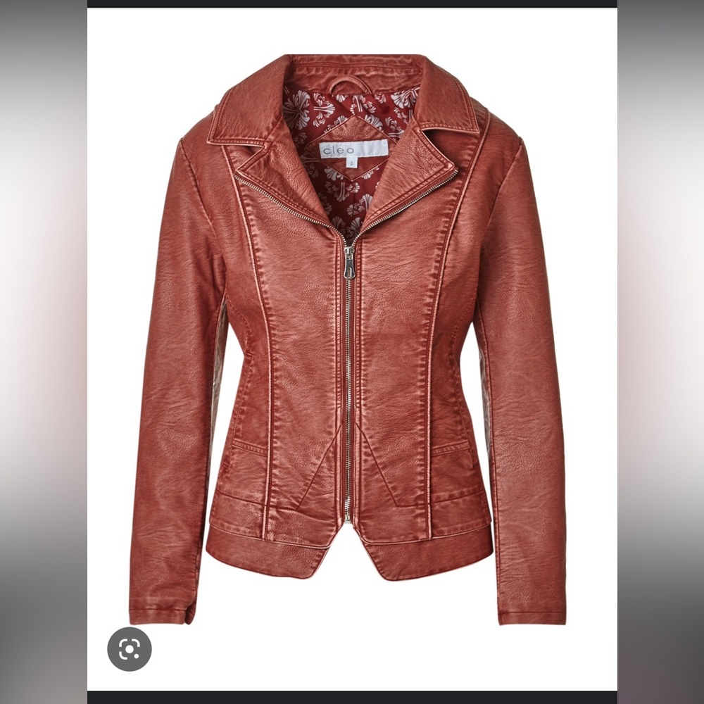 Faux leather jacket WOMENS brand new, rust color, size small